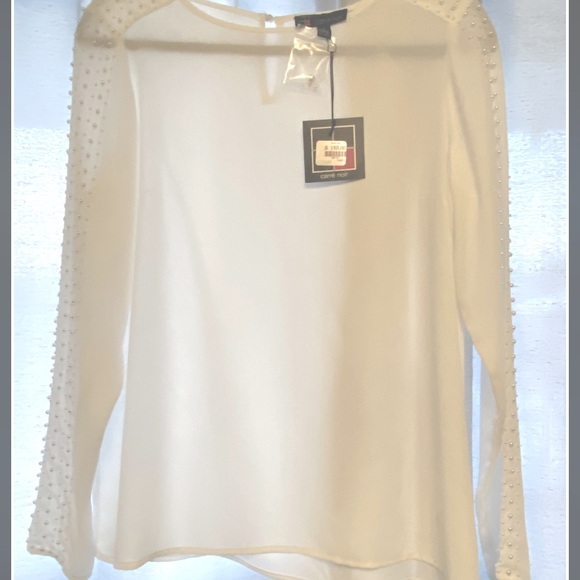 SOLD Carrè noir S white sheer blouse - Picture 1 of 6